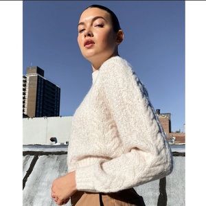 SUNDAY BEST beige cable knit Melly sweater, mockneck, size M